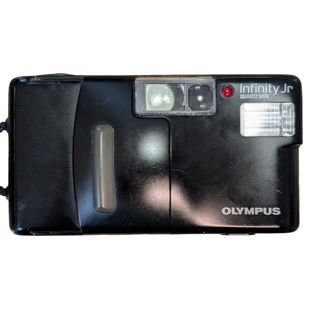 Olympus Infinity Jr Quartz Date 35mm Film Camera Black Tested Working